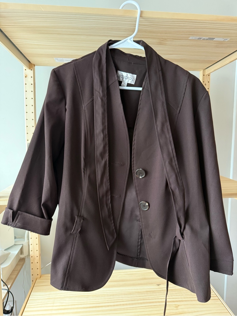 Studio I Women's Dark Brown Blazer with  belt